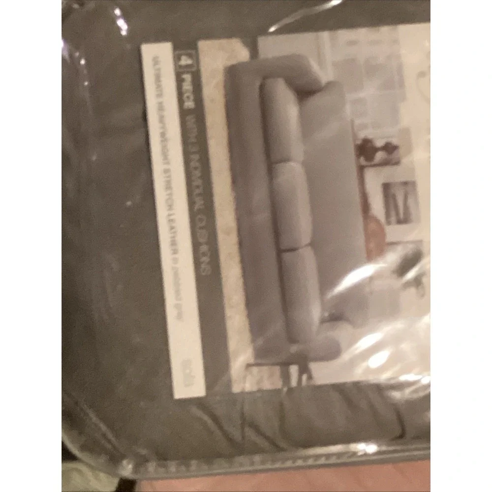 Sure Fit Ultimate Heavyweight Stretch Leather Sofa Slipcover Pebble Gray 4 Piece